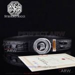 AAA Copy Stefano Ricci Engraving Leather Belt - Silver Diamond Buckle